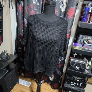 Chic Black Open-Knit Sweater